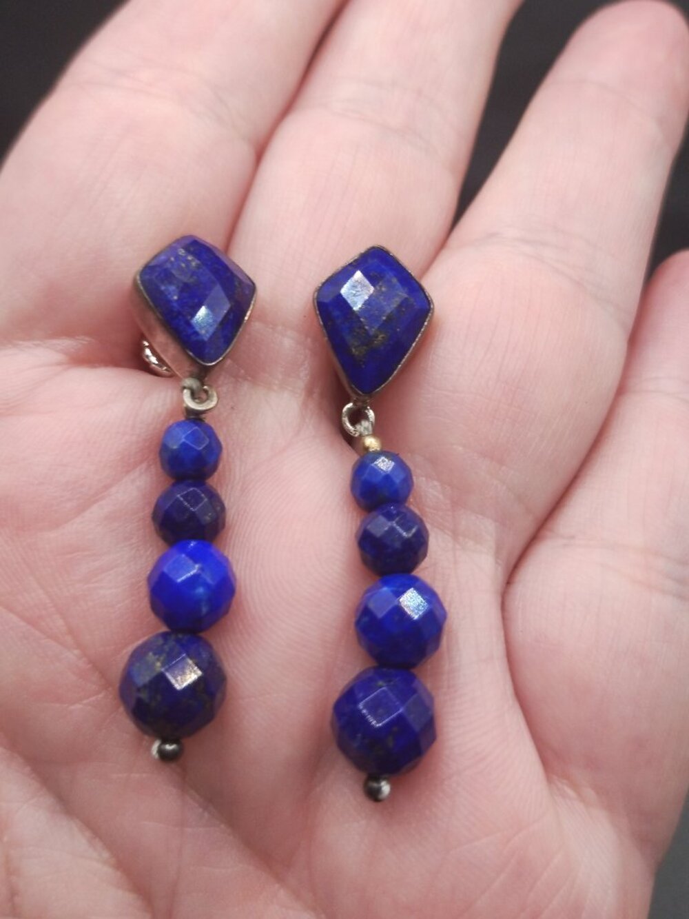Jay King DTR mine finds Lapis Faceted dangle earrings 925 Sterling Silver - Picture 6 of 8